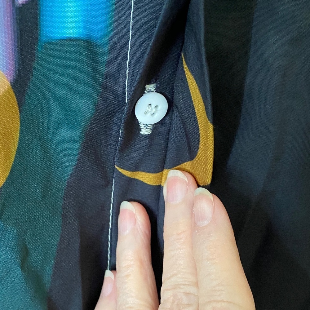 Source Unknown Geometric Pattern Blouse - Black, Blue, Orange - Picture 3 of 7